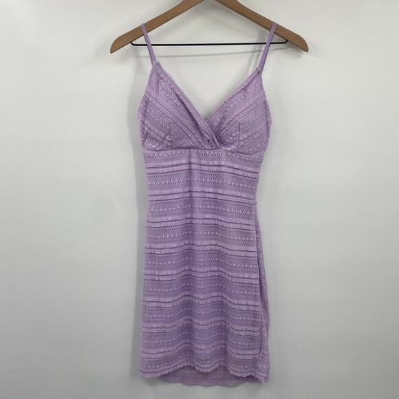 Superdown Carissa Mini Dress Bodycon Crochet Lace Surplice V Neck Lavender Small - Picture 3 of 10